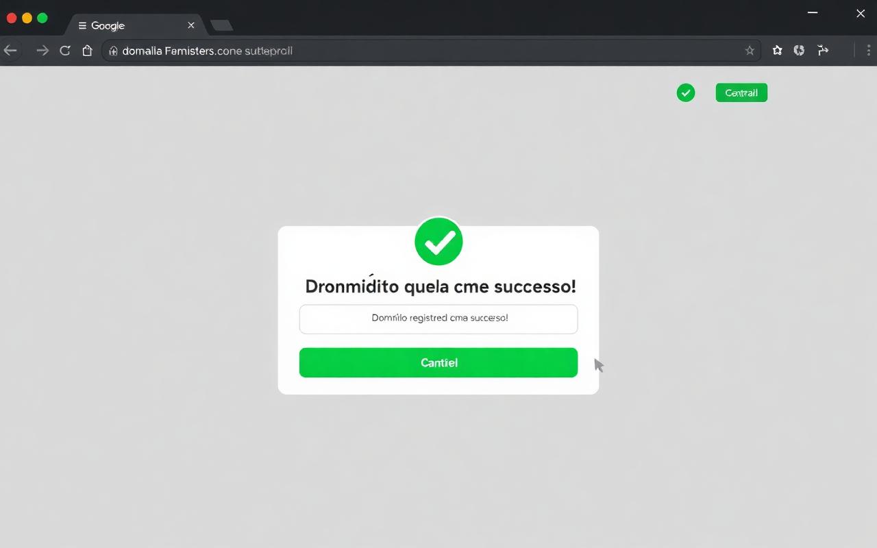 Tela 6: Pronto! Domínio registrado